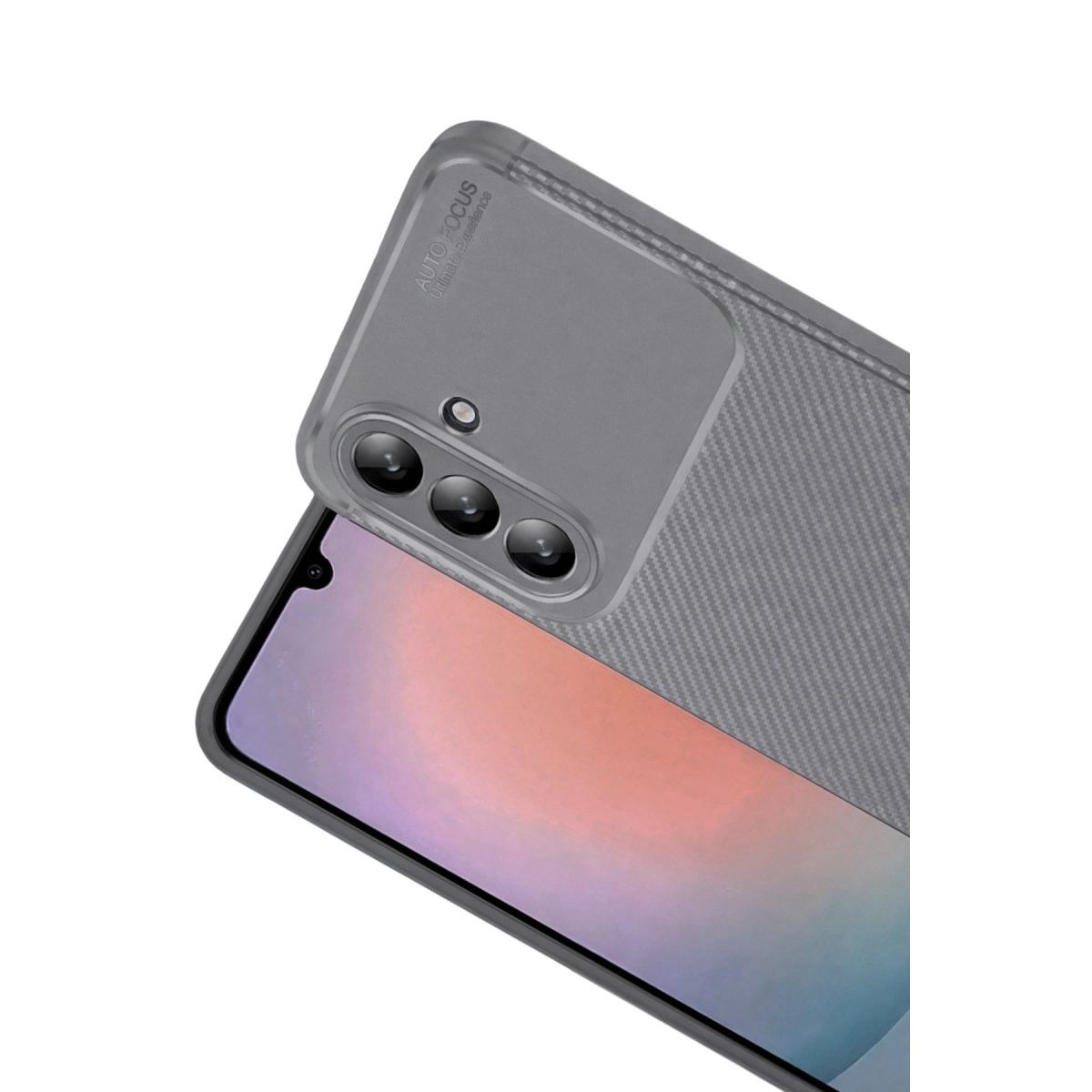 Samsung Galaxy A36 Kılıf Auto Focus Karbon Kapak - Gri