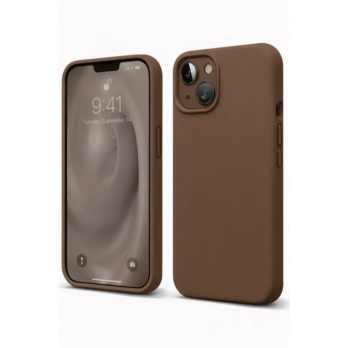 Apple İphone 14 Kılıf First Silikon - Kahverengi
