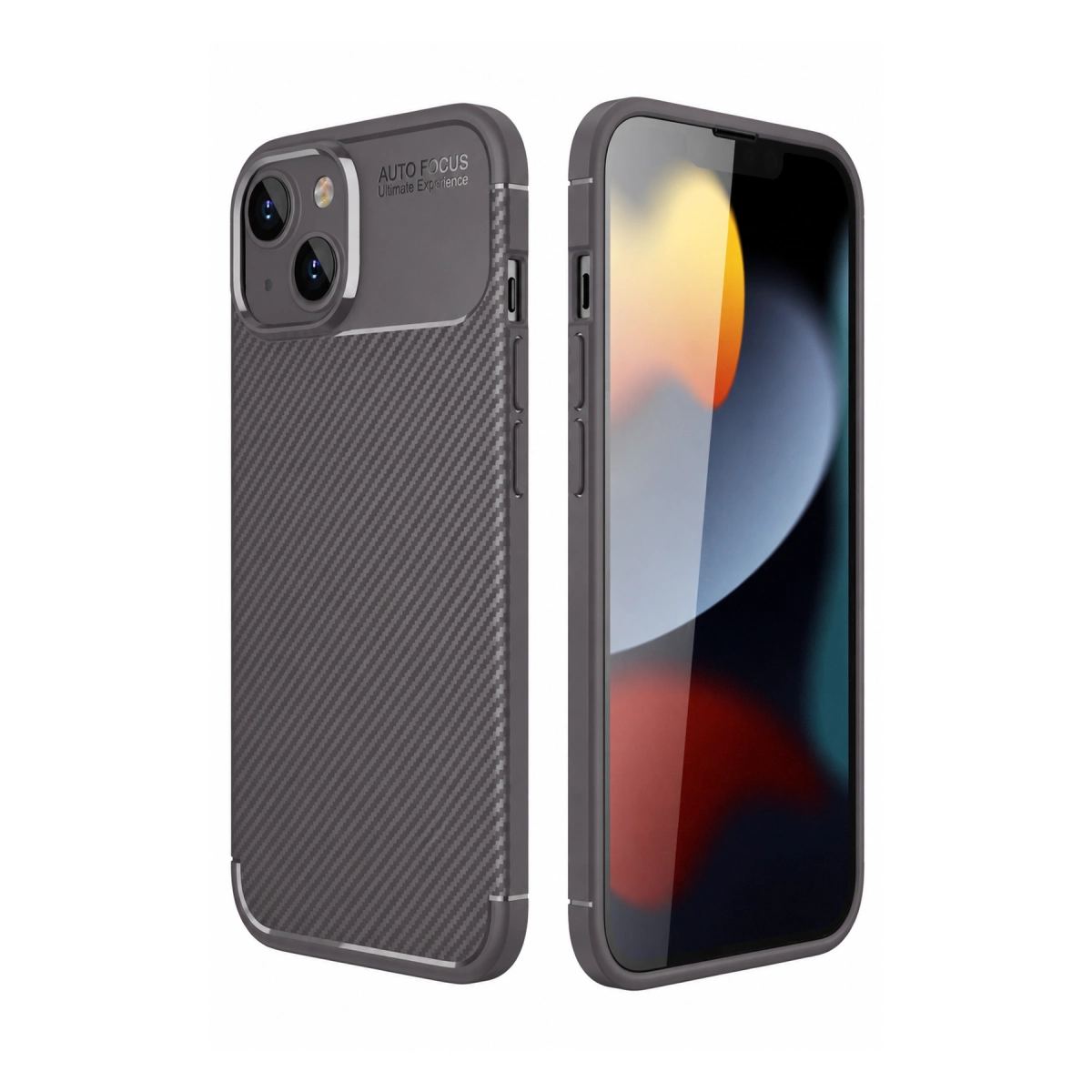 Apple İphone 14 Kılıf Auto Focus Karbon Kapak - Gri