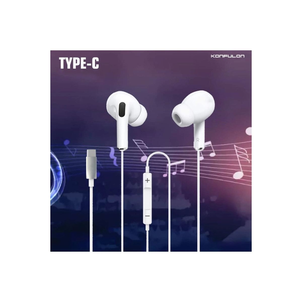 Ina16 Type-c Kablolu Kulak İçi Kulaklık - Beyaz
