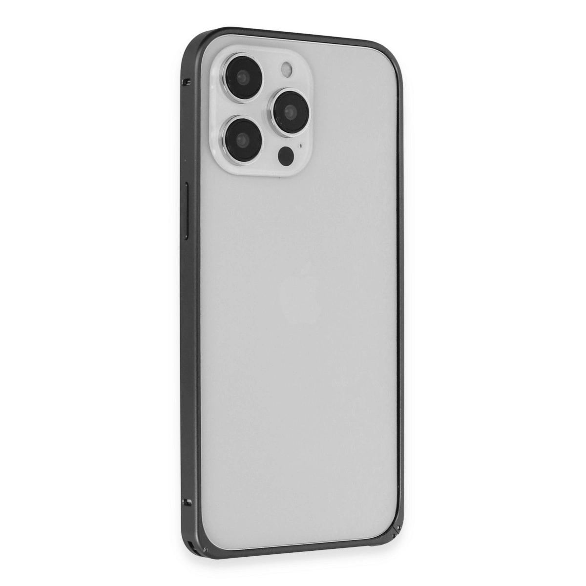 Joko Apple İphone 15 Pro Max Kılıf Metal Bumper Magneticsafe Kapak - Siyah