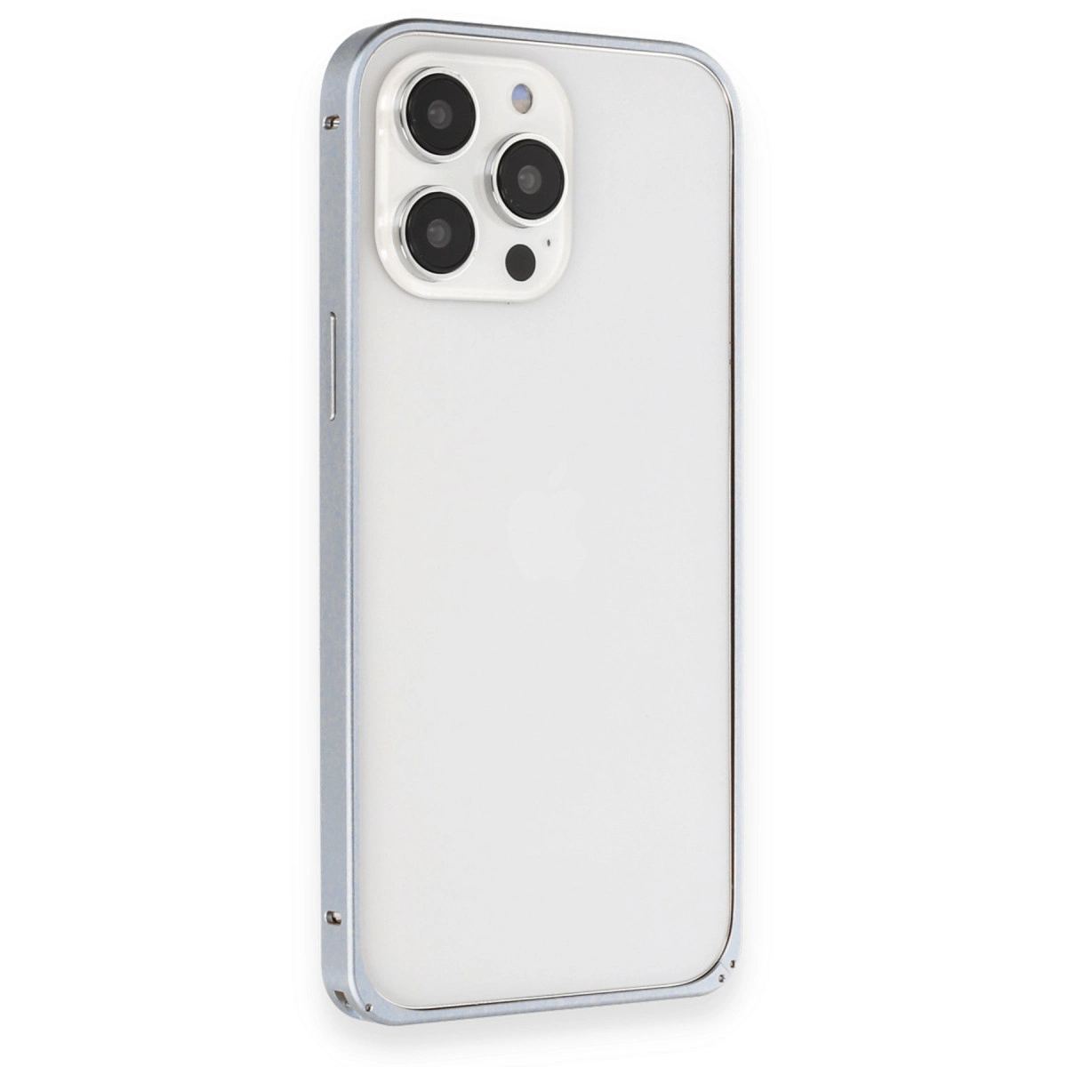Joko Apple İphone 15 Pro Max Kılıf Metal Bumper Magneticsafe Kapak - Gri