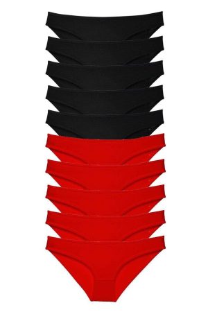 60ae80a190390-665.jpg 10 adet Süper Eko Set Likralı Kadın Slip Külot Siyah Kırmızı