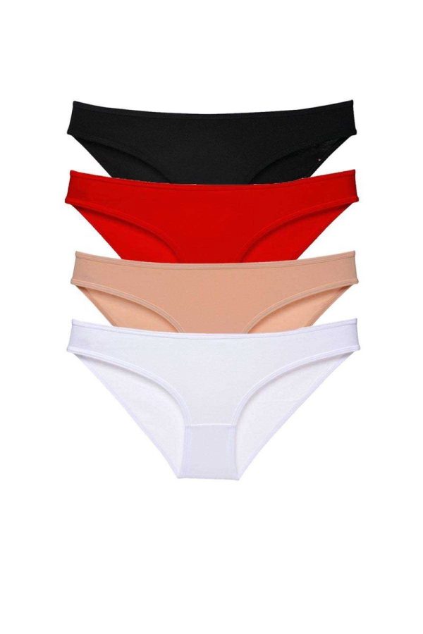 60b912df4b2b3-718.jpg 4 adet Süper Eko Set Likralı Kadın Slip Külot Siyah Kırmızı Ten Beyaz