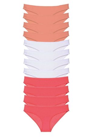 60cdc5e901a97-1224.jpg 12 adet Süper Eko Set Likralı Kadın Slip Külot Pudra Beyaz Fuşya