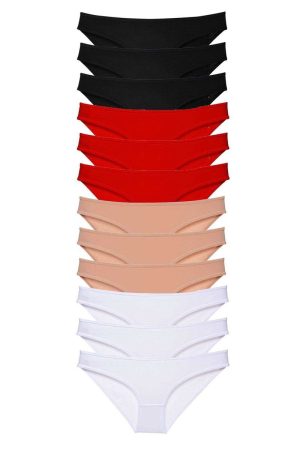 60cdc79432760-1259.jpg 12 adet Süper Eko Set Likralı Kadın Slip Külot Siyah Kırmızı Ten Beyaz