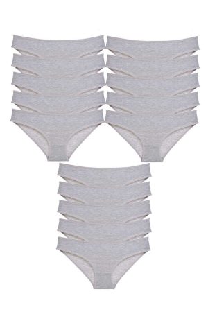 15 adet Süper Eko Set Likralı Kadın Slip Külot Gri