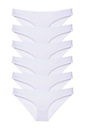 6 adet Süper Eko Set Likralı Kadın Slip Külot Beyaz
