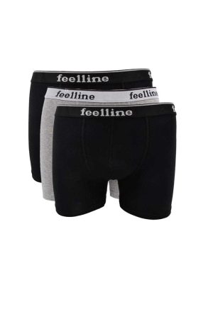610aa154da887-1815.jpg 3 adet Feelline Siyah ve Gri Pamuklu Doğal Likralı Erkek Boxer