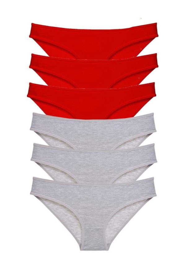 611966ea27195-1977.jpg 6 adet Eko Set Likralı Kadın Slip Külot Kırmızı Gri
