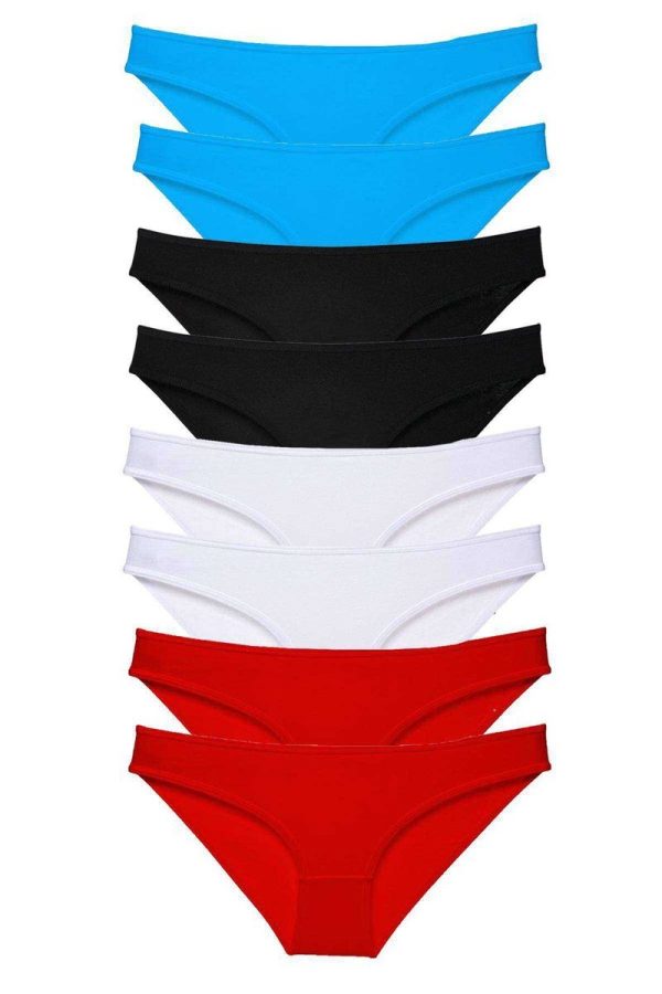 6150a57160108-2701.jpg 8 adet Süper Eko Set Likralı Kadın Slip Külot Siyah Kırmızı Beyaz Mavi