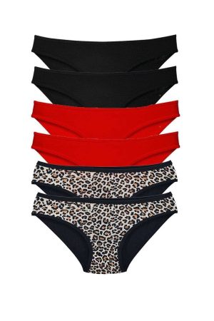 615d55ed2f623-2952.jpg 6 Adet Özel Set Likralı Yumuşak Dokulu Kadın Slip Külot Leopar Siyah Kırmızı