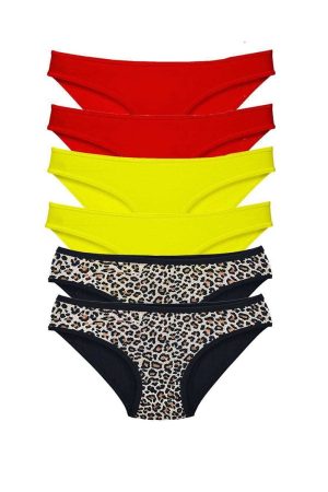 617d4ed095f6f-3812.jpg 6 Adet Likralı Kadın Slip Külot Leopar Kırmızı Sarı