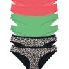 6 Adet Likralı Kadın Slip Külot Leopar Fuşya Yeşil