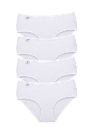 4 Adet Tutku Kadın Yüksek Bel Bato İnce Lastik Külot Beyaz