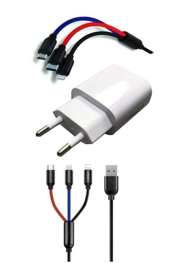 618e4e7adb586-4976.jpg Çoklu Hızlı Şarj Kablosu ve Hızlı Şarj Soketi Type-C Mikro İphone Uyumlu 1.2 Metre 3A