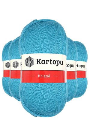 61b9f8314f923-7897.jpg 5 Adet Kristal Çift Katlı El Örgü Lif İpi Turkuaz K515