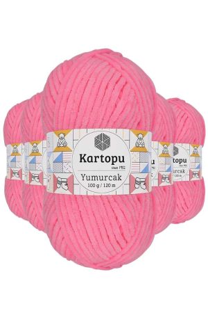 61c5d2118b59a-8119.jpg 5 Adet Yumurcak Kadife El Örgü İpi Fosfor Pembe K773
