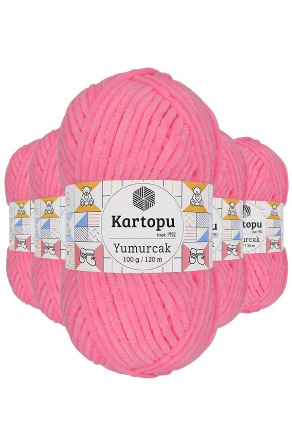 61c5d2118b59a-8119.jpg 5 Adet Yumurcak Kadife El Örgü İpi Fosfor Pembe K773