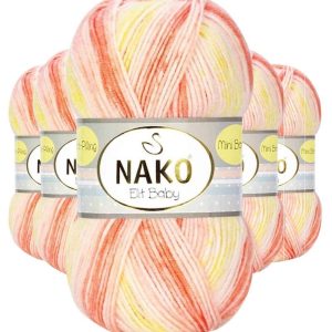 5 Adet Mini Batik Bebe El Örgü İpi Turuncu Sarı 32430