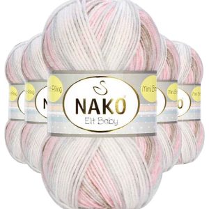 5 Adet Mini Batik Bebe El Örgü İpi Kahveli Pembe 32463