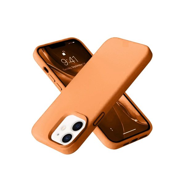 Apple İphone 12 Kılıf Nano İçi Kadife Silikon - Turuncu