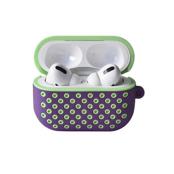 Apple Airpods Pro 2 (2.nesil) Spor Delikli Kılıf - Lila-yeşil