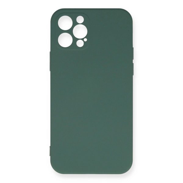 Apple İphone 12 Pro Max Kılıf Nano İçi Kadife Silikon - Koyu Yeşil