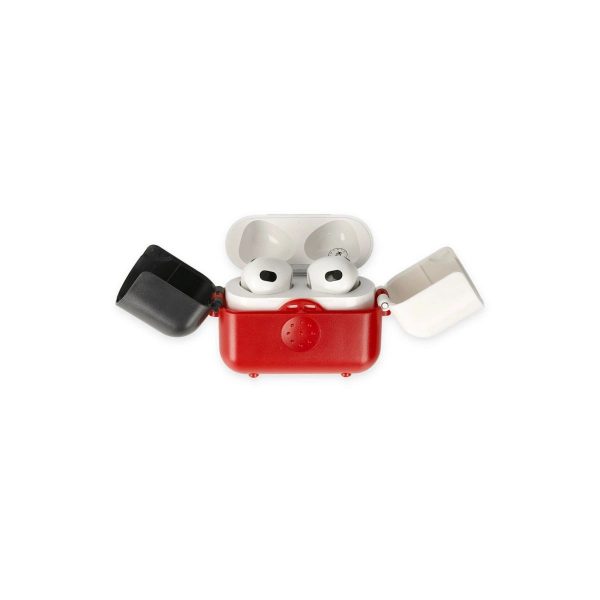 Apple Airpods 3 (3.nesil) Basmalı Kılıf - Kırmızı-siyah-beyaz
