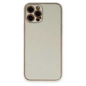 Apple İphone 12 Pro Max Kılıf Coco Deri Silikon Kapak - Beyaz