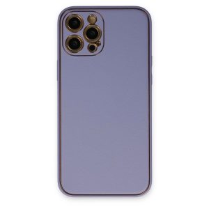 Apple İphone 12 Pro Max Kılıf Coco Deri Silikon Kapak - Açık Lila