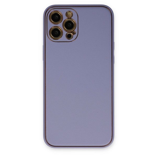 Apple İphone 12 Pro Max Kılıf Coco Deri Silikon Kapak - Açık Lila