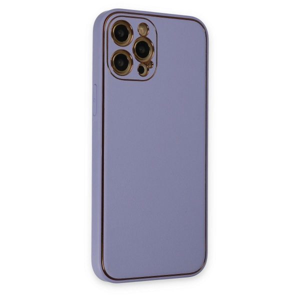 Apple İphone 12 Pro Max Kılıf Coco Deri Silikon Kapak - Açık Lila