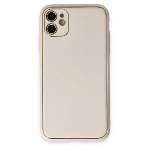 Apple İphone 12 Kılıf Coco Deri Silikon Kapak - Beyaz