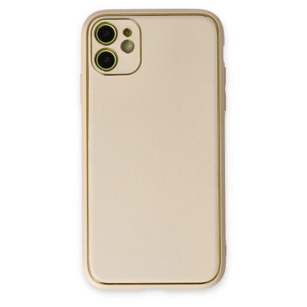 Apple İphone 12 Kılıf Coco Deri Silikon Kapak - Gold