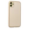 Apple İphone 12 Kılıf Coco Deri Silikon Kapak - Gold