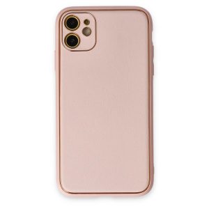 Apple İphone 12 Kılıf Coco Deri Silikon Kapak - Pudra