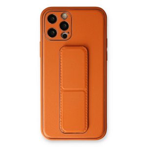 Apple İphone 12 Pro Kılıf Coco Deri Standlı Kapak - Turuncu