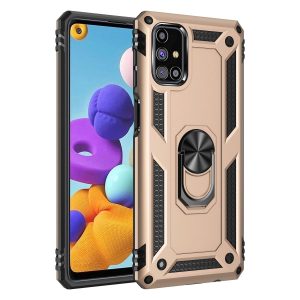 Samsung Galaxy M51 Kılıf Sofya Yüzüklü Silikon Kapak - Gold