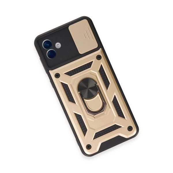 Samsung Galaxy A04e Kılıf Pars Lens Yüzüklü Silikon - Gold