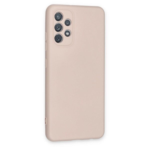 Samsung Galaxy A72 Kılıf Nano İçi Kadife Silikon - Pudra