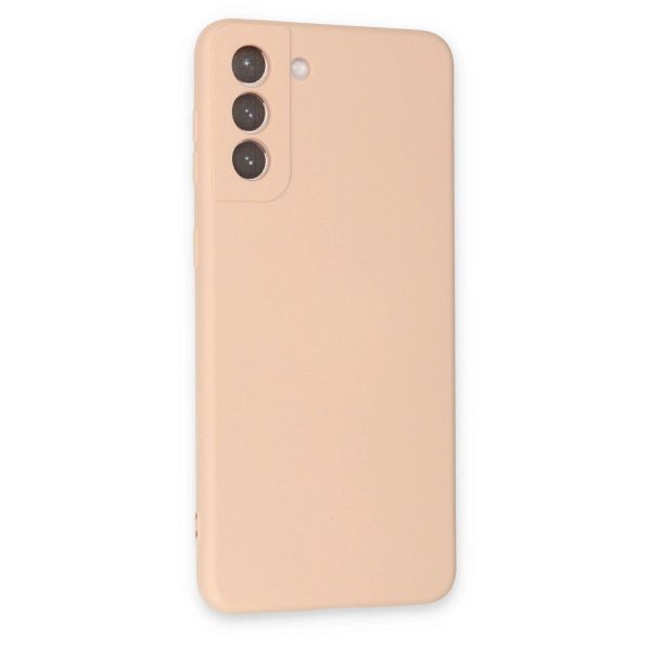 Samsung Galaxy S21 Kılıf Nano İçi Kadife Silikon - Pudra