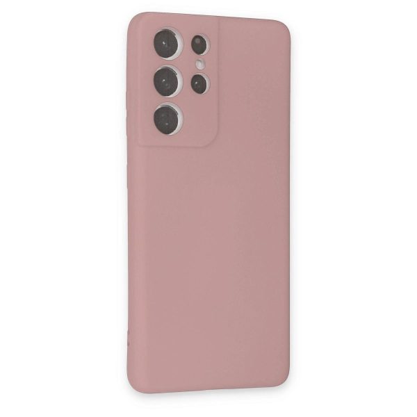 Samsung Galaxy S21 Ultra Kılıf Nano İçi Kadife Silikon - Pudra