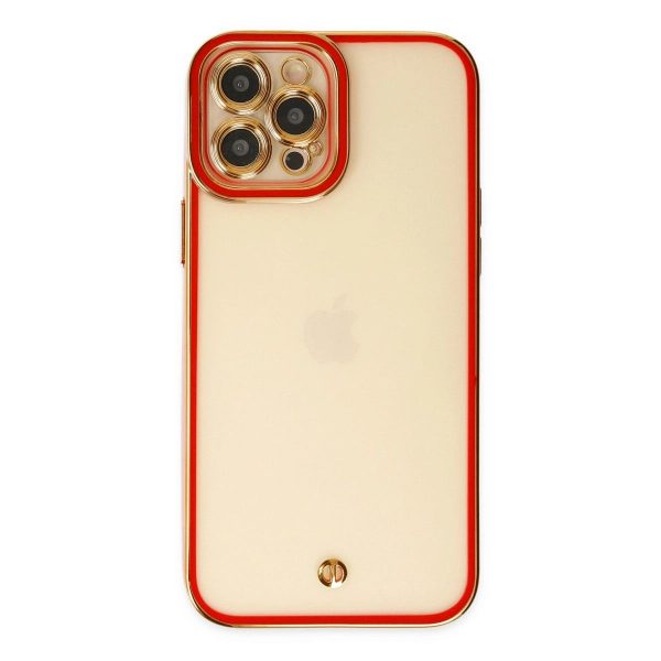Apple İphone 12 Pro Max Kılıf Liva Lens Silikon - Kırmızı