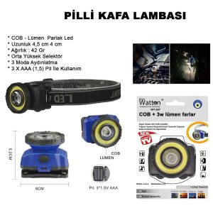 Güçlü Pilli Kafa Lambası  Wt-607