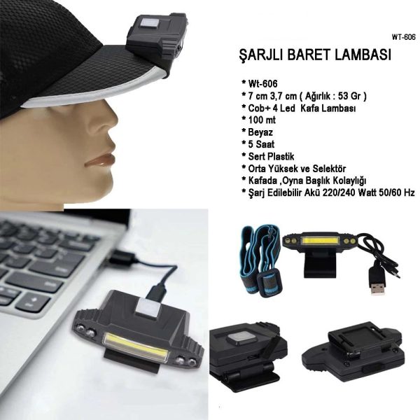 Şarjlı Baret Lambası  Wt-606