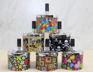 Metal Renkli Basmalı Küllük Yuvarlak Alk4529